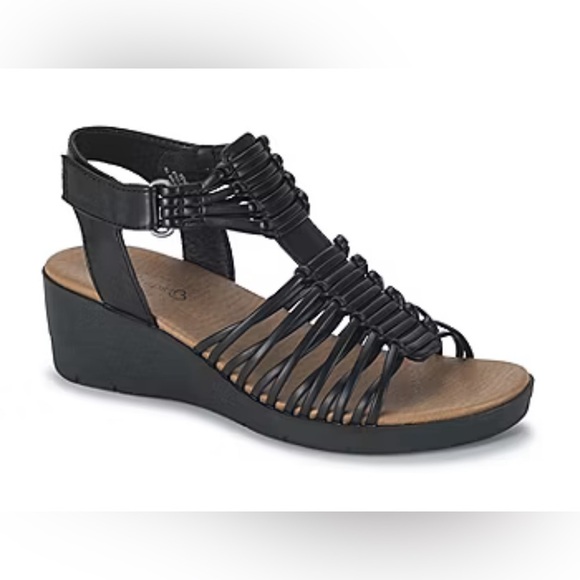 Baretraps® Cageny Casual Strappy Wedge Sandal Black 787772-J Women’s Size 6 - Picture 1 of 9